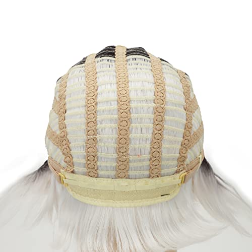 Renershow Layered Gray Wavy Wigs For White Women Short Hair Ombre Gray Pixie Synthetic Wig #TOP5