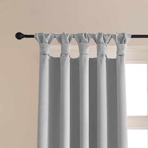Image of HOMEMONDE 5 Feet Window Blackout Curtains Pack of 2 Twist Tab Top Light Blocking and Thermal Insulated Drapes for Home (60 Inches, Grayish White)