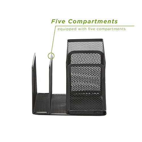 Image of Mind Reader HILLORG2-BLK 2 Piece Mesh, Pen, Pencil, Paperclip, Thumbtack Holder, Office Supplies Storage Organizer, Sticky Notes, Index Cards, Black