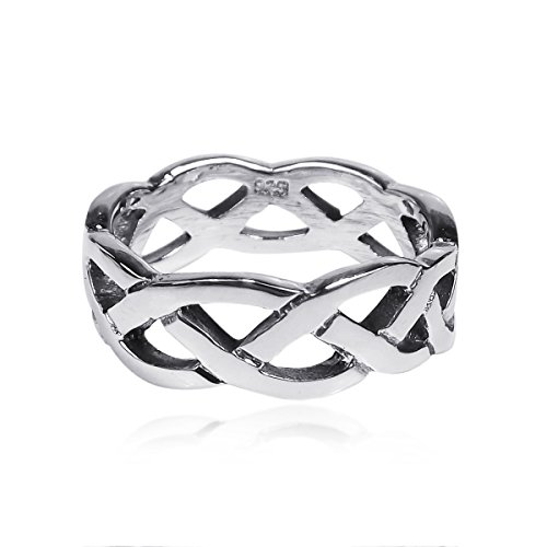 AeraVida Waves of Celtic Knots Eternity Band .925 Sterling Silver Ring | Delicate Wedding Rings For Women | Trendy Comfort Fit Silver Rings for Women | Statement Fashion | Sterling Silver Rings Sizes 6-10