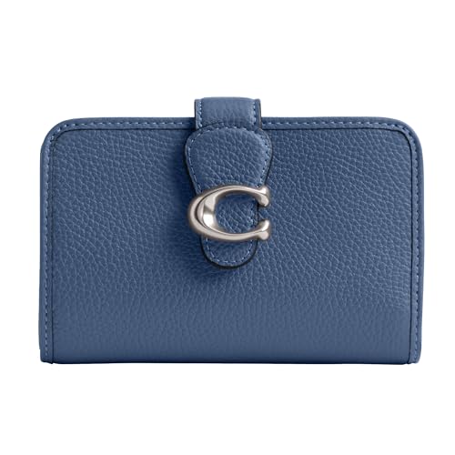 Coach Women's Polished Pebble Leather Tabby Medium Wallet, Sky Blue, One Size