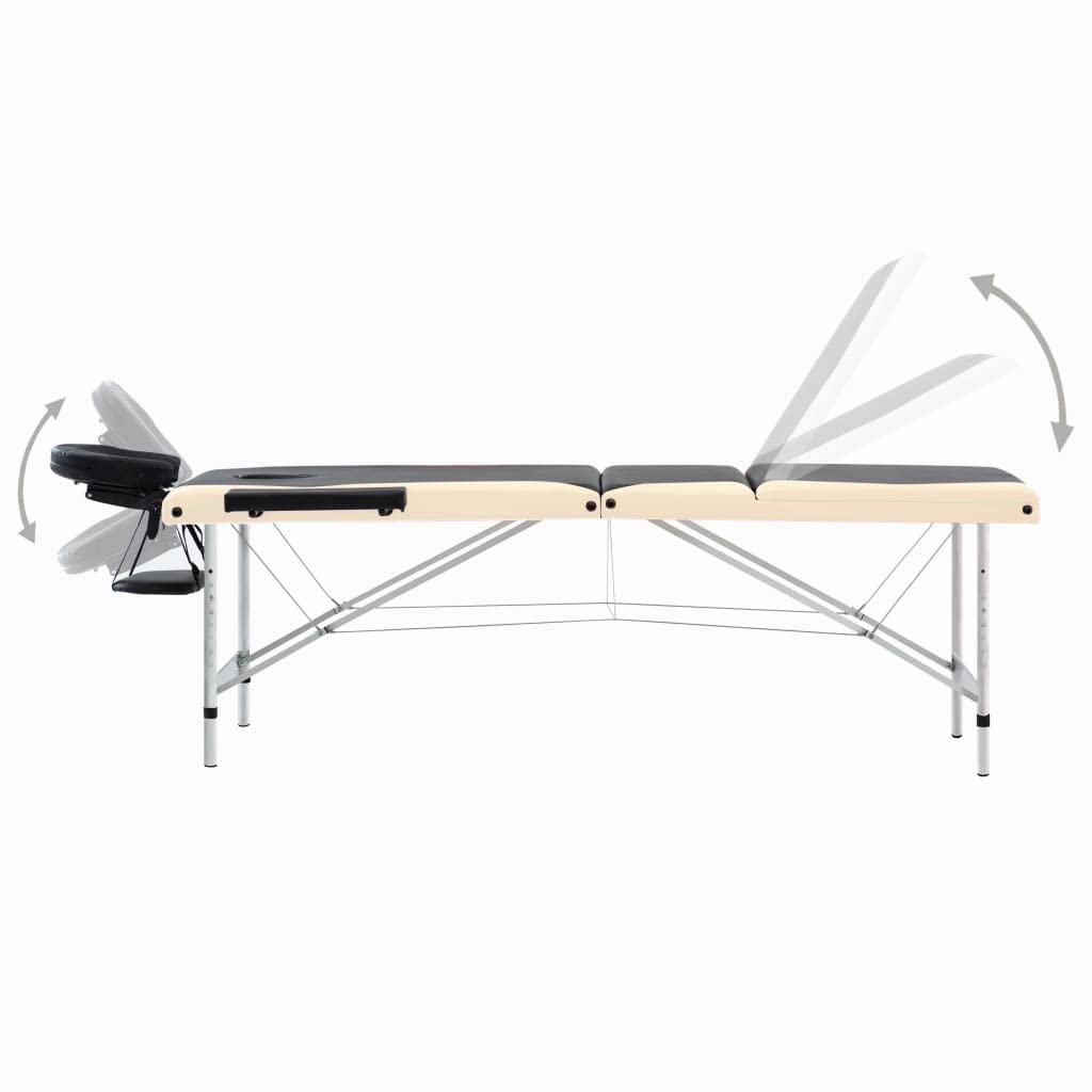Table de Massage Pliable 3 Zones Aluminium Noir et Beige,Santé & beauté,Hygiène personnelle,Massage & Relaxation,Tables de Massage,17.1 kg-110237