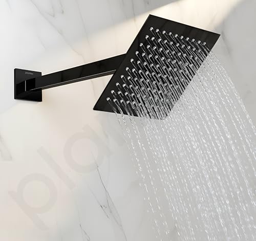 Image of Plantex 14-Inch Shower Arm for Overhead Shower /Stainless Steel Shower Pipe /Wall Mount Bathroom Fitting with -Inch Thread - Pack of 1 (Black)