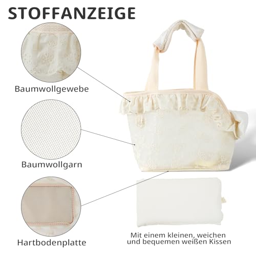 ONECUTE Hundetasche/Tragetasche für Hunde, Spitze, klein, für Hunde und Katzen und Kaninchen, Beige (24 * 15 * 23 cm)