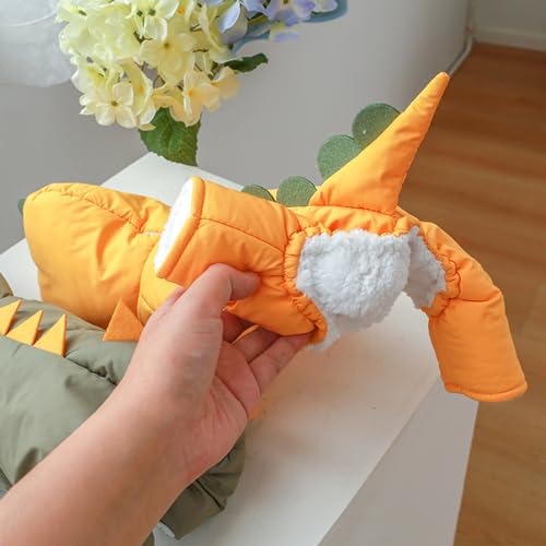 Abrigo para perro con capucha disfraz dinosaurio miniatura 5