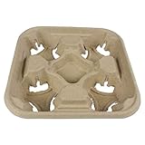 Boardwalk BWK4CUPCARRIER Four Cup Carrier Tray for 8 - 32 oz. Cups - Kraft (300/Carton)