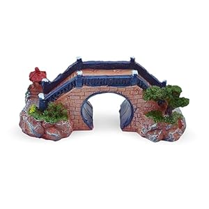 Foodie Puppies Thematic Ornament Resin Aquarium Decor – (2-Way Bridge, Medium, 19 x 9 x 8 cm) Unique Hideaway Natural Looking Landscape for Fish Tank Accessories, Pond and Turtle House