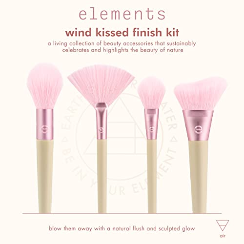 Ecotools Elements Limited Edition Wind-Kissed Professional Makeup Brush Set, For Bronzer, Blush, Or Highlighter, Ecofriendly Makeup Brushes For Liquid, Cream, Or Powder Products, Vegan, 4 Piece Set #TOP2