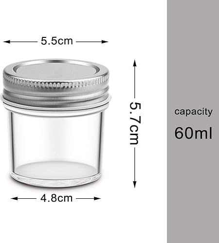 Miniatura 2 de CZWESTC Paquete de 16 tarros de vidrio de 2 onzas con tapas, mini vasos de chupito con tapa de metal, tarros redondos de vidrio para conservas,