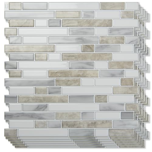 Comparison: Best Tiles For Kitchen Walls 8 Art3d 10-Sheet Heavy-Duty Peel and Stick Backsplash, Waterproof Wall Tiles Stick on Kitchen Backsplash Living Space, Beige & White