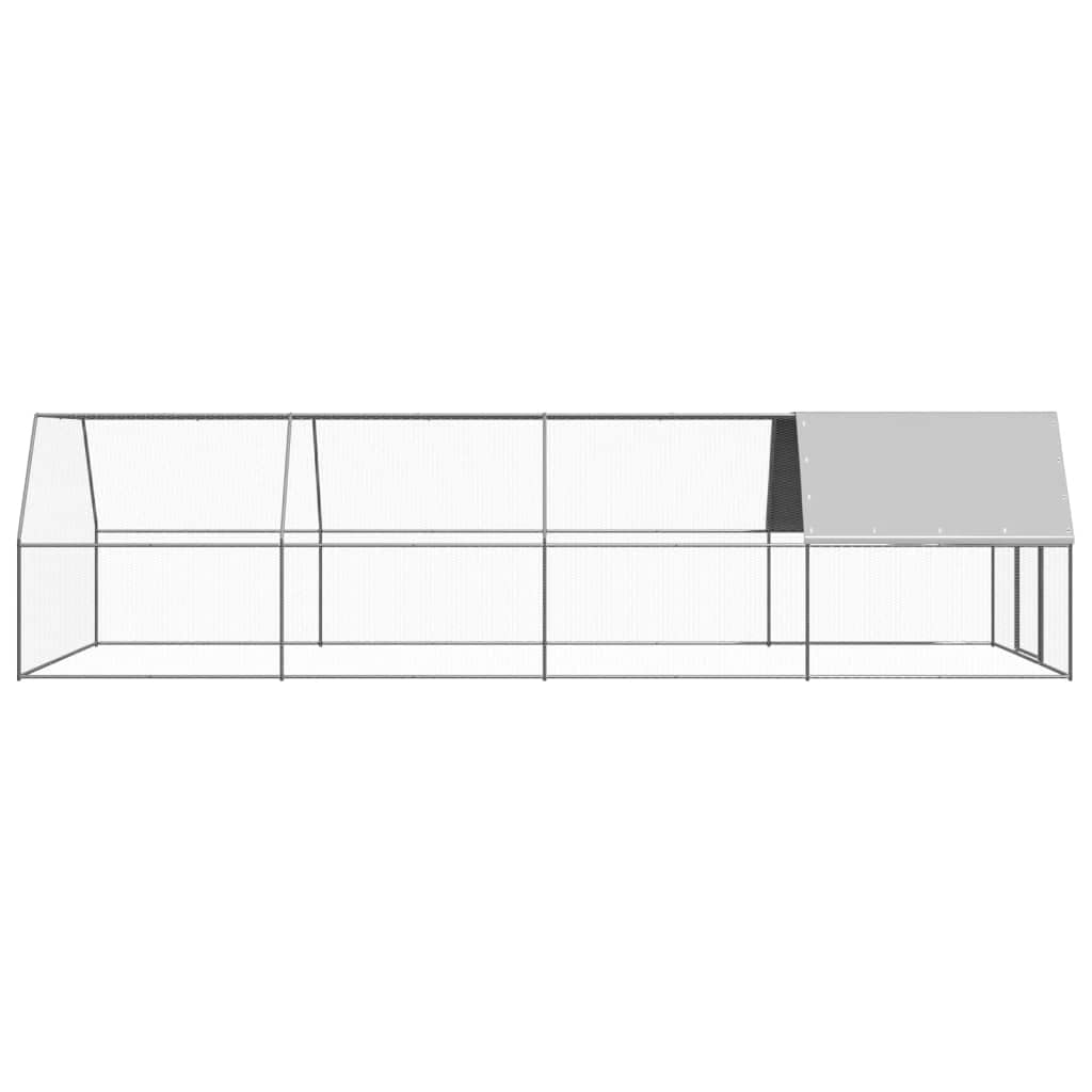 Jaula para pollos al aire libre, 3 x 8 x 2 m, de acero galvanizado, gallinero, para pequeños animales, para gallinas, patos y otros animales pequeños, práctico y espacioso