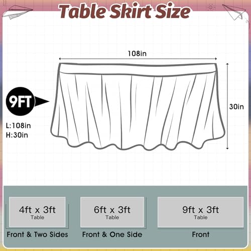Image of 9FT Ruffle Boho Table Skirt Teacher Desk Skirt for Classroom Decor Rectangle Table Cloth Colorful Desk Cover for Back to School Decorations Birthday Party Supplies Home Dorm Office Bookcase Cabinet