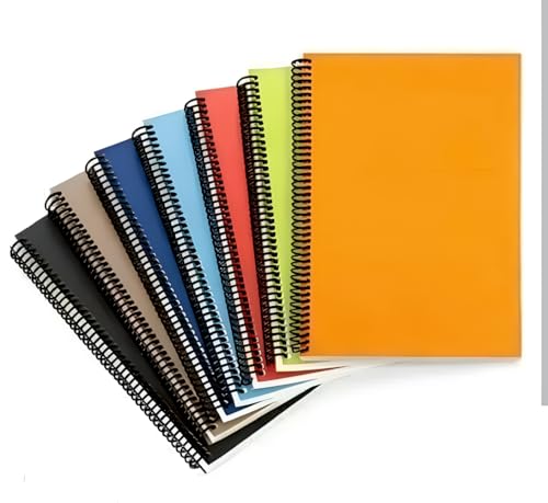 Image of Premium Spiral Notebook Plain A4 Size, Unruled 70 GSM Paper, 200 Pages, College Unruled Paper, School Office Supplies, Multicolor Pack of (9)
