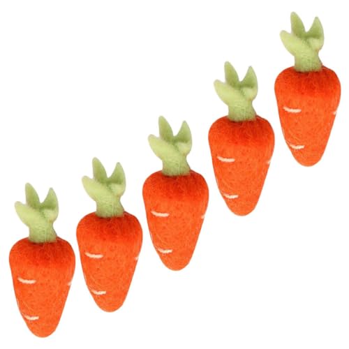 TENDYCOCO 5PCS Felt Carrots Wool Felt Spring Easter Ornament Simulation Carrot Fake Carrot Charms for Craft Easter Decoration