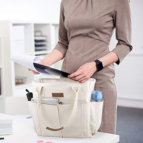 Nicav Canvas Tote Bags for Women, Large Utility Tote Bags with Pockets Zip Top for Teacher Nurse School Work - Image 6
