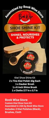 Kiwi Shoe Polish 2-Pack with Horsehair Brushes and Shine Cloths Complete Shoe Care Kit (Black Polish x2 Shine Brush Dauber 1 Cloth)