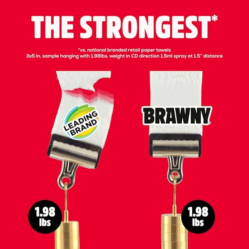 brawny tear-a-square 3-ply paper towels 8 triple rolls  24 regular rolls strong absorbent and durable with 3 sheet sizes quarter half full