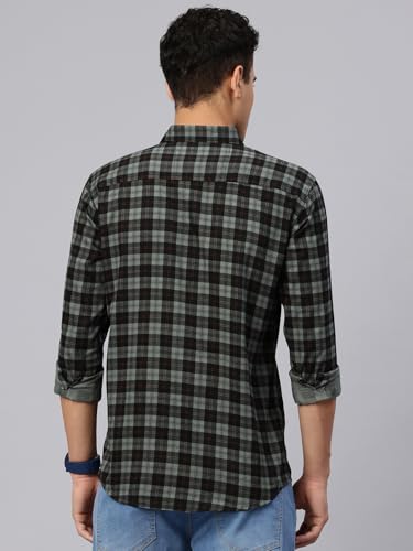 Image of Majestic Man Men Small Checkered Slim Fit Cotton Casual Shirt