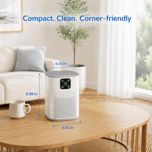 Image of Air Purifiers for Bedroom, Honeyuan H13 HEPA Air Purifier for Home Large Room 1095 sqft, Air purifiers with 360Air Intake, 3 Fan Speeds, 3-Stage Filtration, White