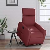 CKioict Sillón reclinable elevable Cuero Artificial Rojo Tinto Sillón Reclinable Elevador Eléctrico para Personas Mayores con Función Manual