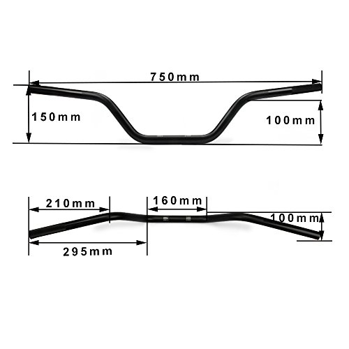 Manubrio para motocicleta 7/8" 22mm Cafe Racer Universal para Cafe Race Bobber Motocross Dirt Pit Bike ATV Ebike Mini Bike Negro miniatura 2