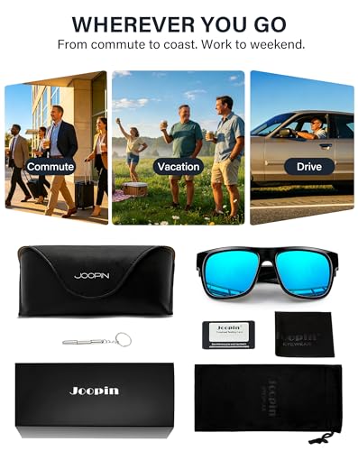 Image of Joopin Polarized Sunglasses Men Women UV400 Protection, Big Chunky Square Sun Glasses, Designer Shades Retro Sunnies Driving