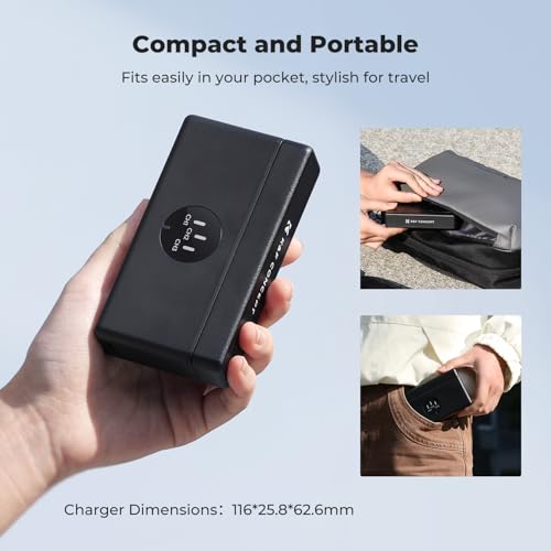Image of K&F CONCEPT OSMO 360 Battery Charger, 3-Slot Action 5 Pro Battery Charger Case Compatible with DJI OSMO Action 5 Pro, Action 4, Action 3 Camera