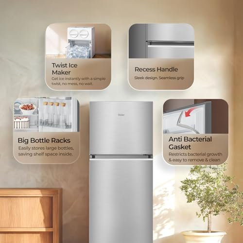 Image of Haier 358 L 2 Star Frost Free Triple Inverter Double Door Refrigerator, 360 Magic Cooling for Uniform Freshness & Spacious Fresh Zone (HEF-362TSA-P, Inox Steel, 10 In 1 Convertible Modes, 2026 Model)
