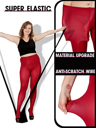 Image of DancMolly Plus Size Tights for Women, Control Top Semi Opaque Nylon Pantyhose High Waist