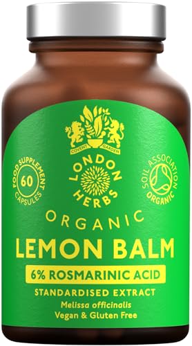 Organic Lemon Balm Extract | Standardised for 6% Rosmarinic Acid | 60 Vegan Lemon Balm Capsules (Melissa officinalis Leaf Extract) Made in The UK