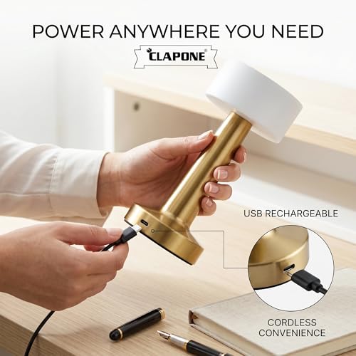 Image of Table Lamp /Table Lamp Study Room /Lamp Table /Led /Wireless Led Touch 3 Mode Metal /Bed Lamps Bedroom Side /Rechargeable Metal Touch /Warm Lighting /Bedside Lamp /Nightstand (White Lamp, 1 Pcs)