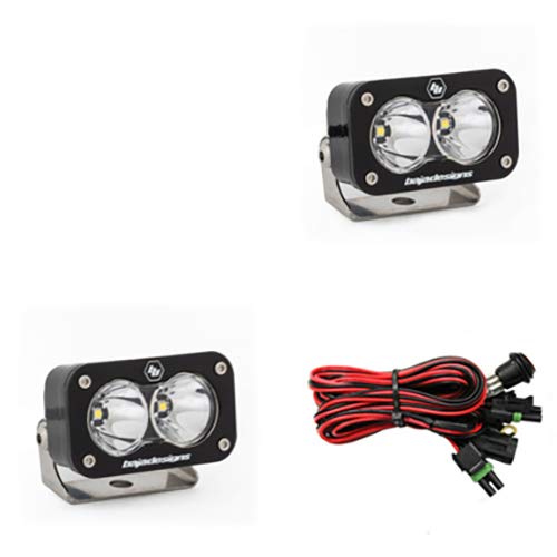 Baja Designs S2 Pro Black LED Auxillary Light Pods Pair - 2 PCS LED with Wiring Harness (Spot; Clear)