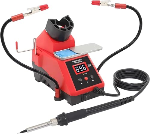 Jesverty 60W Digital Display Soldering Iron Station with 2 Helping Hands, °C/ºF Conversion, Auto Sleep & Calibration Support