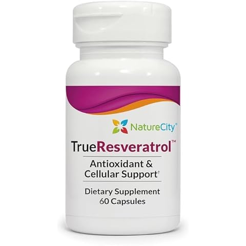 NatureCity TrueResveratrol 75mg Trans Resveratrol Supplement of 98% Pure Veri-te | Anti Aging Antioxidants Supplement for Cardiovascular, Immune, Bone, and Cognitive Support | 60 Veggie Capsules Cover