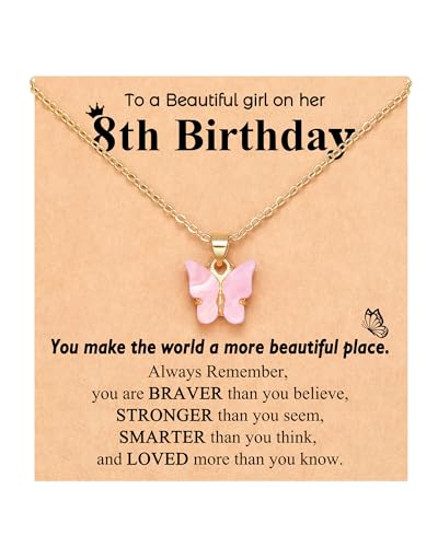 UNGENT THEM Happy 5th 6th 7th 8th 9th 10th 11th 12th Birthday Gifts, You Make The World A More Beautiful Place Butterfly Necklace Bday Presents