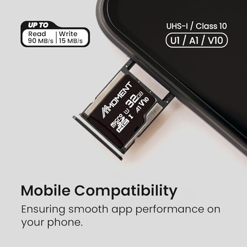 Image of MMOMENT 32GB Micro SD Card, A1, UHS-I, U1, V10, Class 10 Compatible, Read Speed Up to 90 MB /s, SD Adapter Included