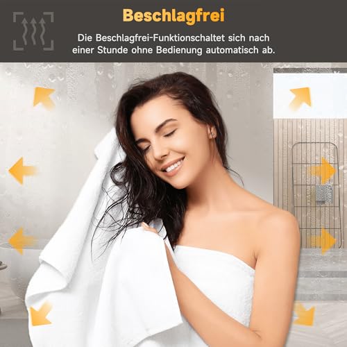 SONNI LED Badspiegel 50x70 cm mit Touch, 3 Lichtfarben, Anti-Beschlag – Ansicht 2