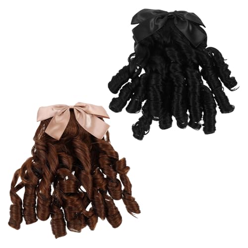Queue de cheval rétro bouclée LIFKOME lot de 2 extensions synthétiques longues avec peigne intégré