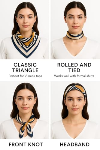 Mango Gifts Women’s Neck Scarf Set of 10 – 20"x20" Small Square Soft Floral Printed Scarves | Lightweight, Breathable, Multipurpose | Perfect for Headbands, Hair Ties & Fashion Accessories2