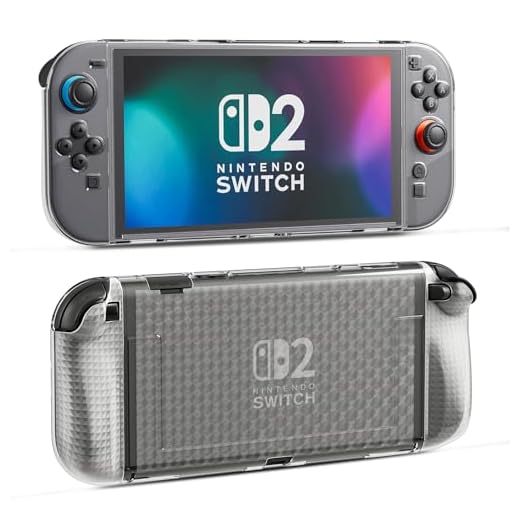 PAWDIARY Soft TPU Switch 2 Protective Case, Clear Cover Skin for Switch 2 2025 Console & Comfort Grip Switch 2 Controller Shell, Transparent Checkered Design New Switch 2025 Accessories