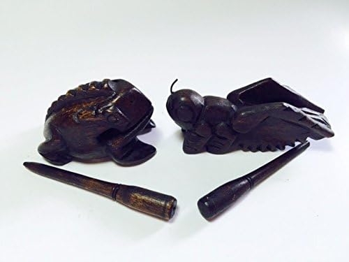 Wooden Percussion 2 Piece Set of 3 Inch Frog and 3 Inch Brown Cricket
