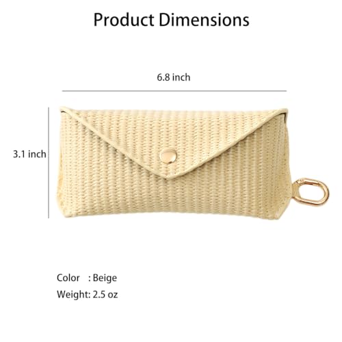 Image of kytasryl PU Straw Weave Glasses Case with Hook, Sunglasses Pouch