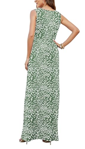 Image of AUSELILY Maxi Dresses for Women Summer Casual Sleeveless V Neck Wrap Dress | Sleeveless Long maxi dress with wrap V neck & side pockets, for formal cocktail, beach & casual daily wear