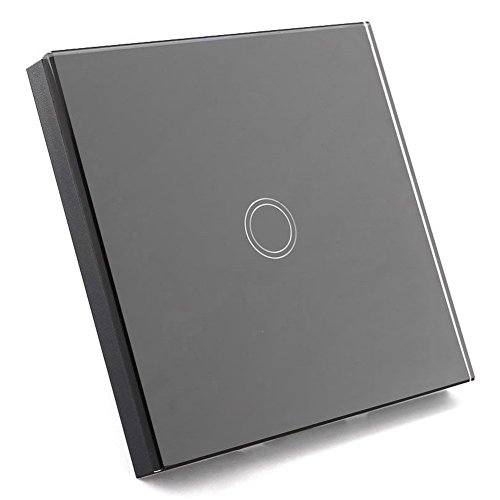 TOOGOO(R) Interruptor de pared con pantalla táctil y mando a distancia, 1 vía, color negro, Negro, SPHAGT58742