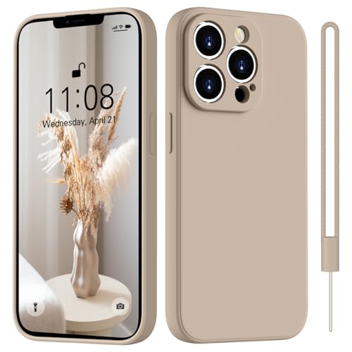 HGH für iPhone 12 Pro Max Hülle Silikon mit Lanyard Handyhülle für iPhone 12 Pro Max Dünn Rundumschutz mit Microfiber-Innenfutter Kratzfest Schutzhülle Case 6.7 Khaki