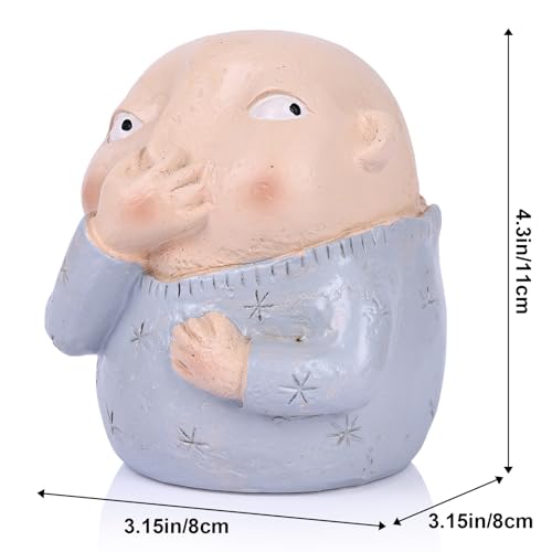 Estatua de niño sujetándose la nariz para baño azul pequeño miniatura 4