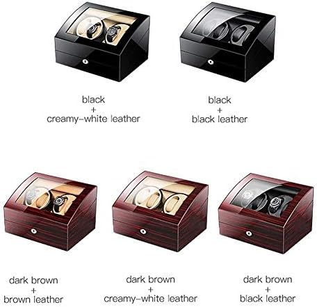 FENOKD Mechanical Watch Shaker Watch Winder for 4 Automatic Watches + 6 Storage Wooden Piano Paint Exterior Quiet Motor AC Adapter and Battery Powered