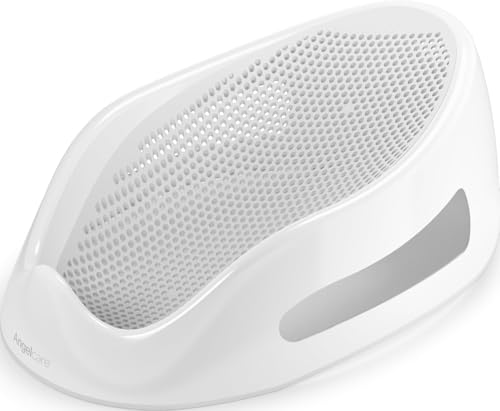 Image of Angelcare Baby Bath Support, Grey, Birth to 6 Months, Made in Canada | Ergonomic soft-touch bath support keeps newborns secure and comfortable during bath time from birth up to 6 months or 20 lb.