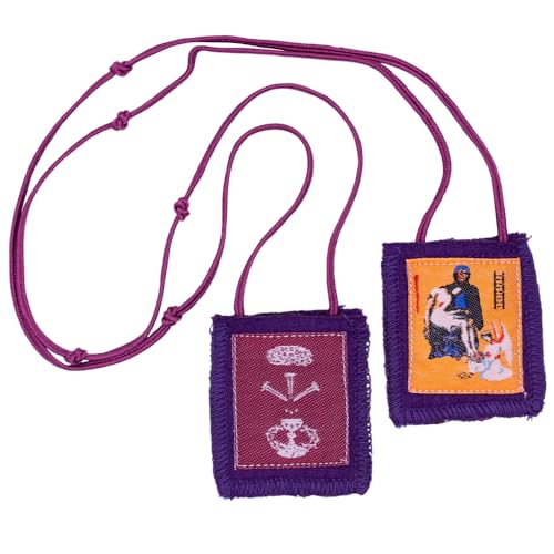 Small Purple Scapular with Five Knots | Wearable Divine Protection from Jesus and Mary | Powerful Catholic Devotional | Great Christian Gift | Purple Scapular of Benediction and Protection