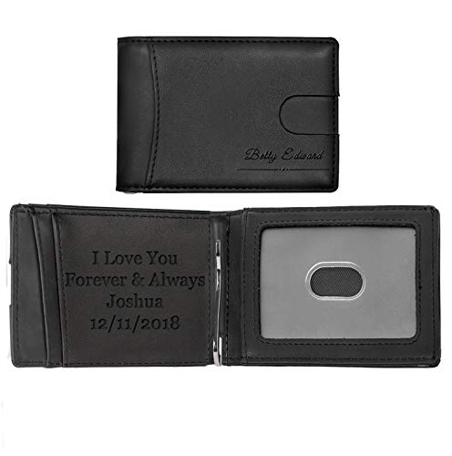 ABIsedrin Personalisiert Geldbörse,Brieftasche Herren Leder,RFID Brieftasche Klein,Gravierte Brieftasche,Minimalistisch Bifold,Logo Geldbörse Monogram Cover